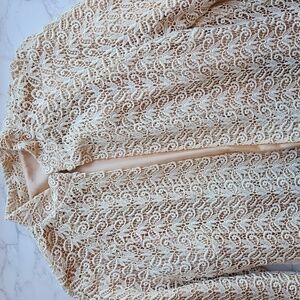 Vintage Cream Embroidered Lace Over Coat No Size